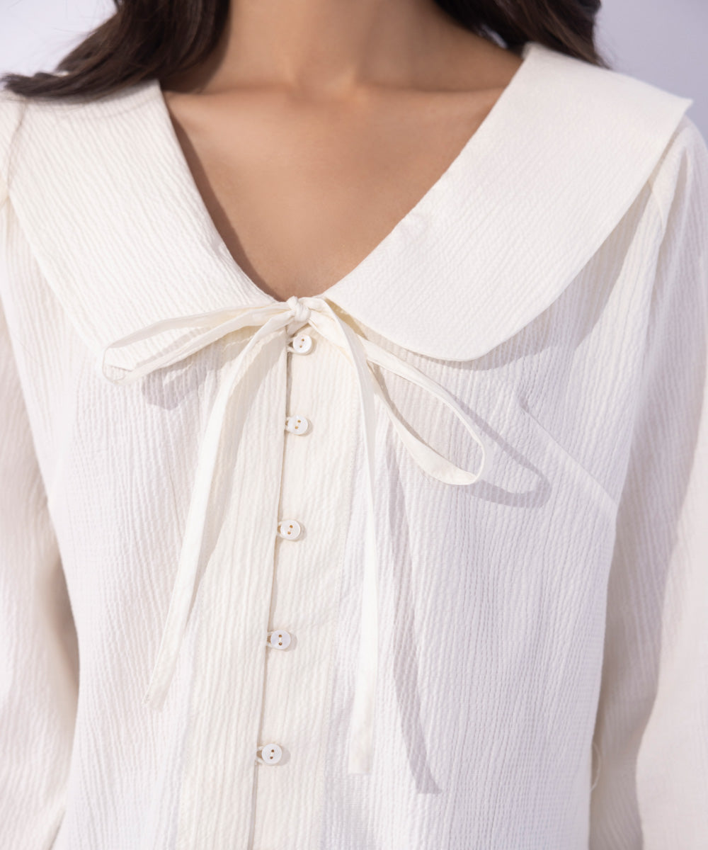 Women's Western Wear White Seer Sucker Cropped Top