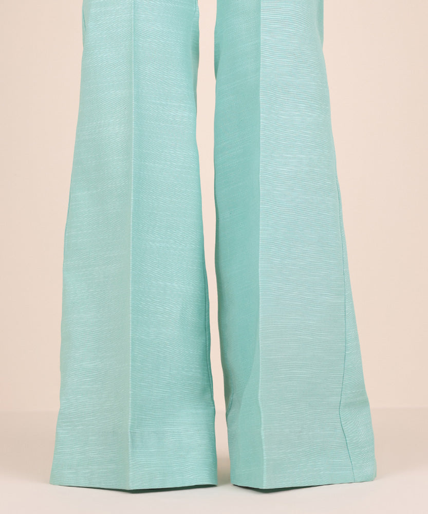 Women's Unstitched Solid Aqua Khaddar Trousers Fabric