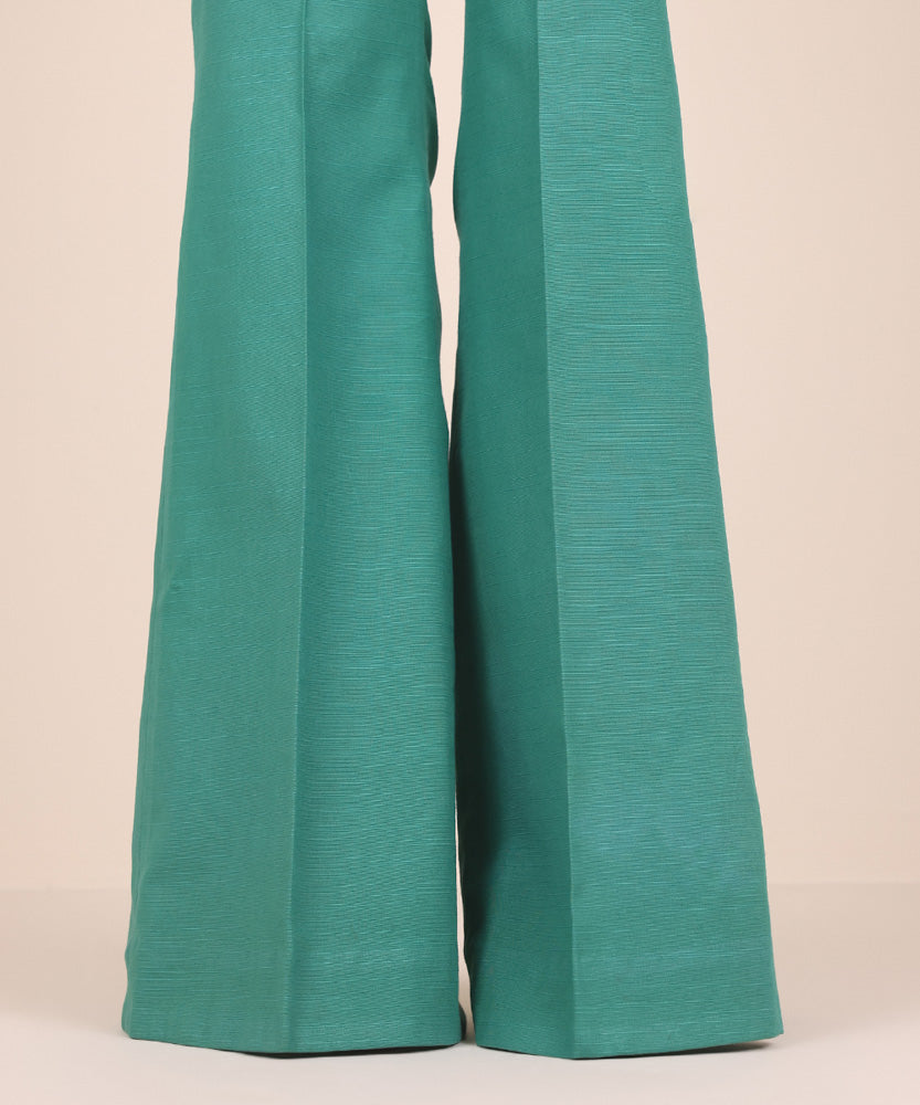 Women's Unstitched Solid Dark Green Khaddar Trousers Fabric