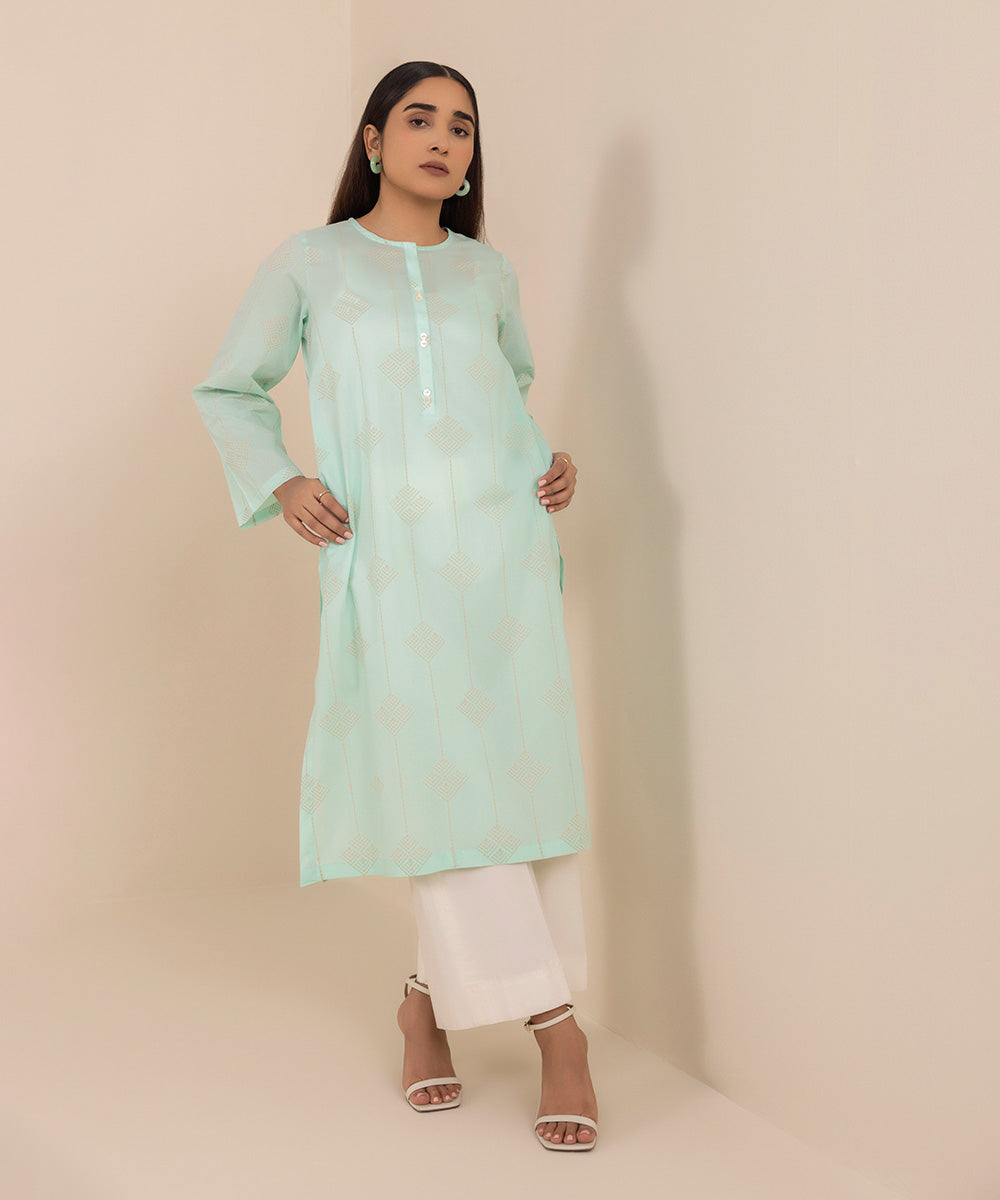 Women's Pret Lawn Green Printed Straight Shirt