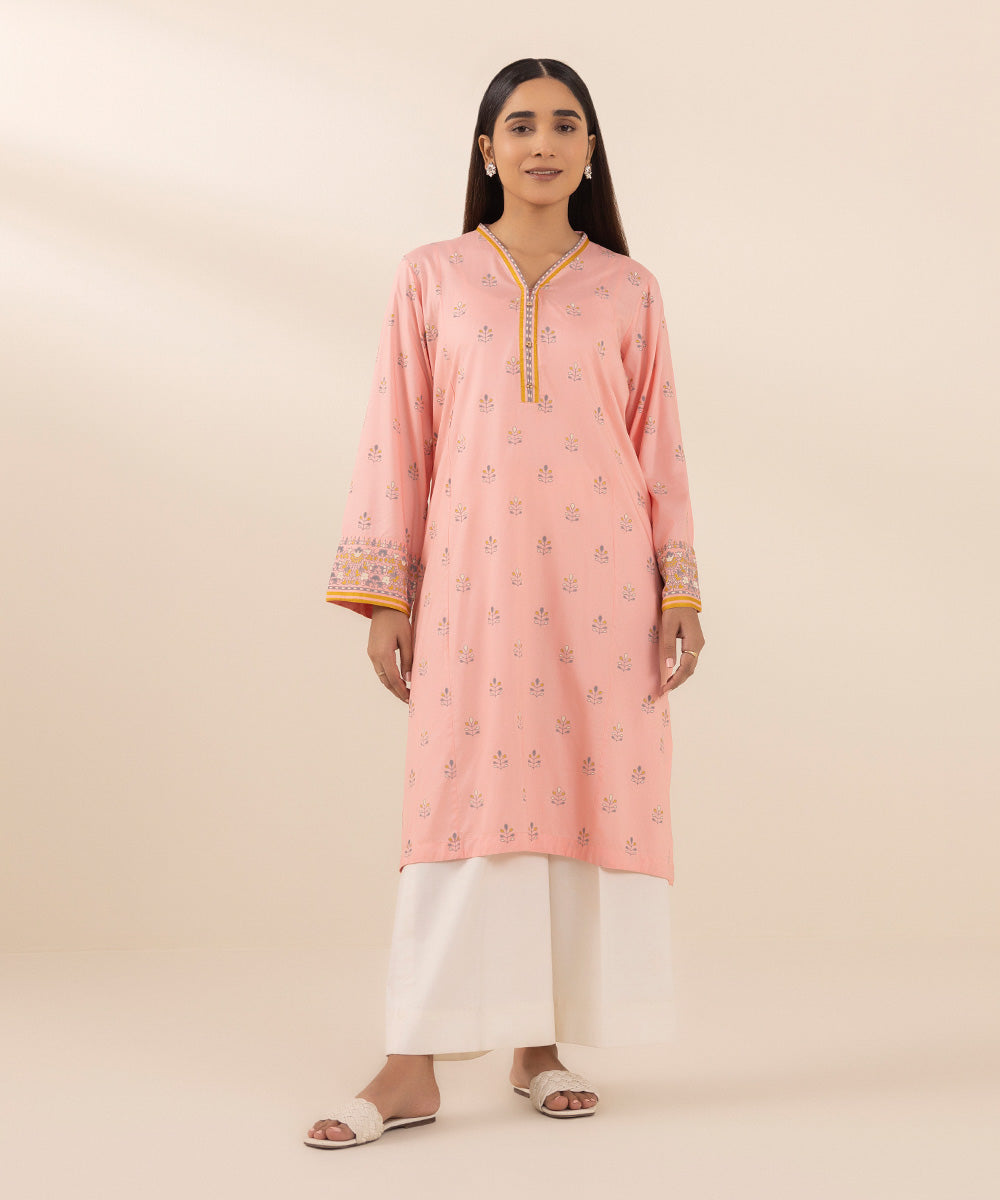 Women's Pret Arabic Lawn Pink Printed A-Line Shirt