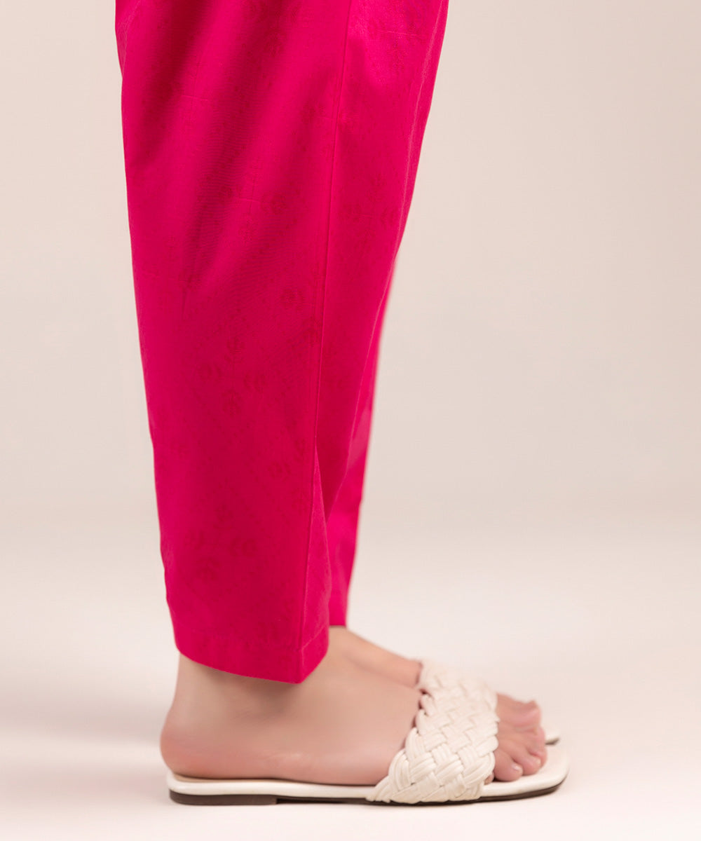 Women's Pret Jacquard Solid Pink Shalwar