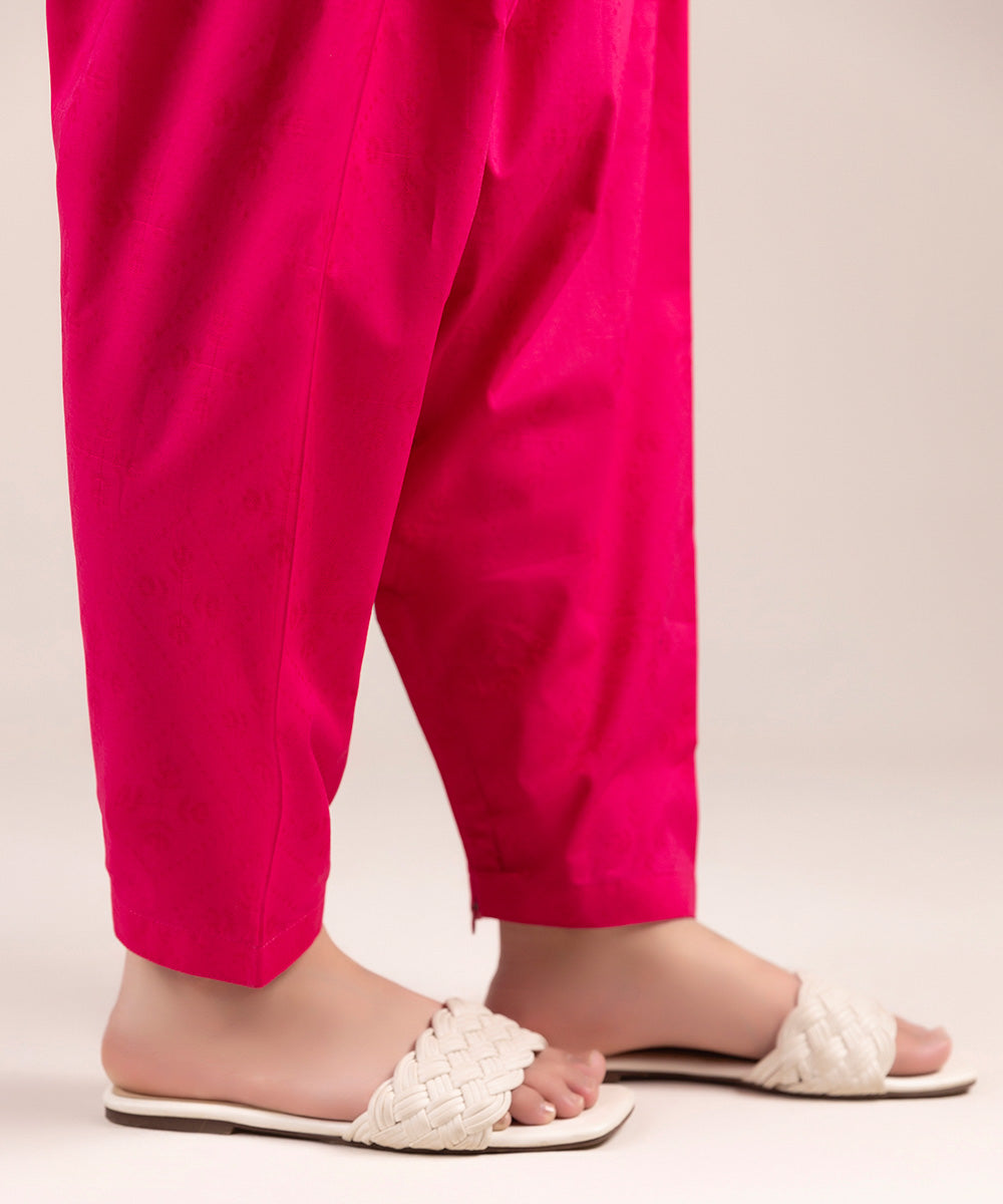 Women's Pret Jacquard Solid Pink Shalwar