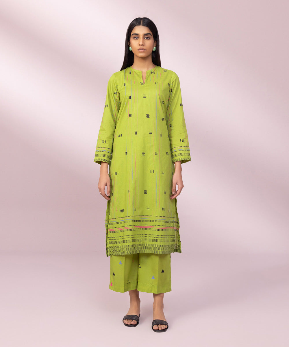 Women's Pret Lawn Printed Green Straight Shirt