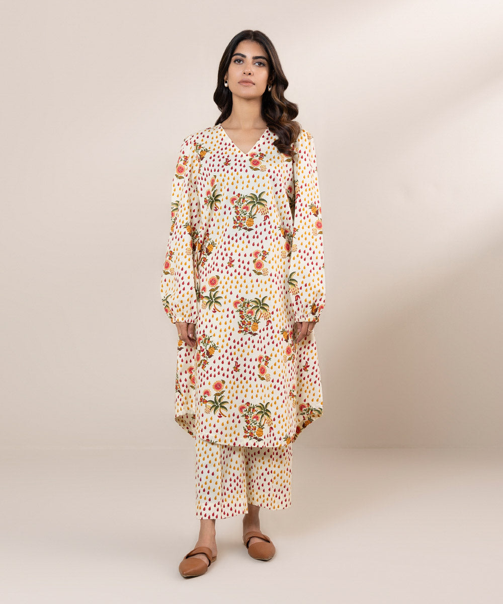 Women's Pret Cambric Printed Multi Straight Shirt