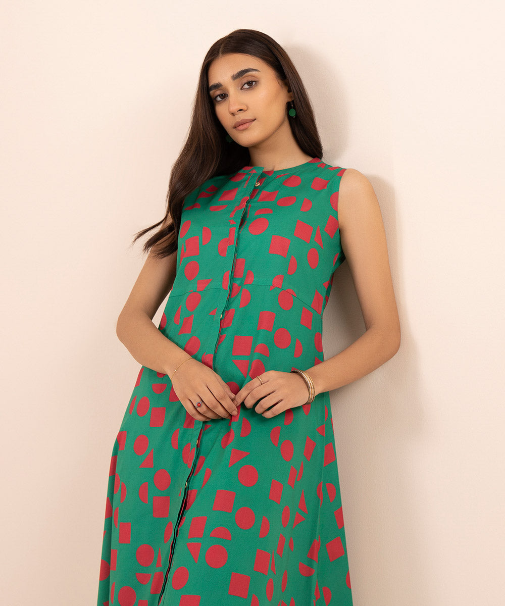 Women's Unstitched Lawn Green Shirt