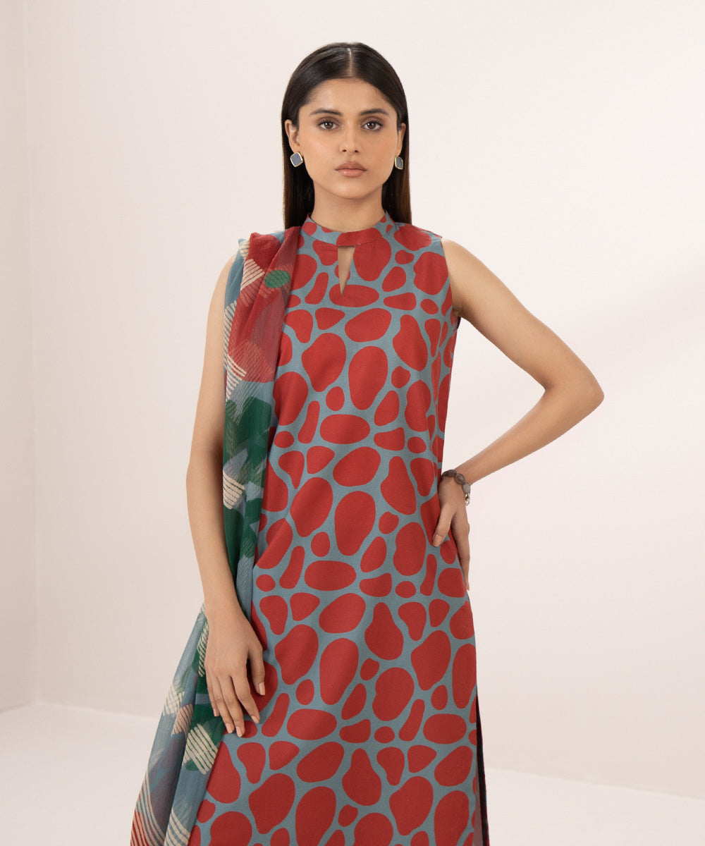 Women's Unstitched Lawn Printed Multi 2 Piece Suit