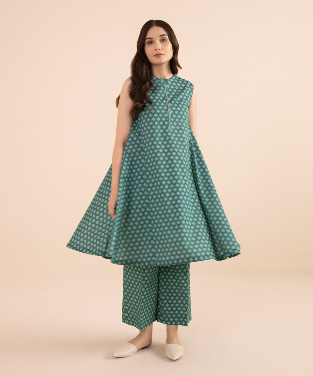 Women's Unstitched Lawn Green 2 Piece Suit