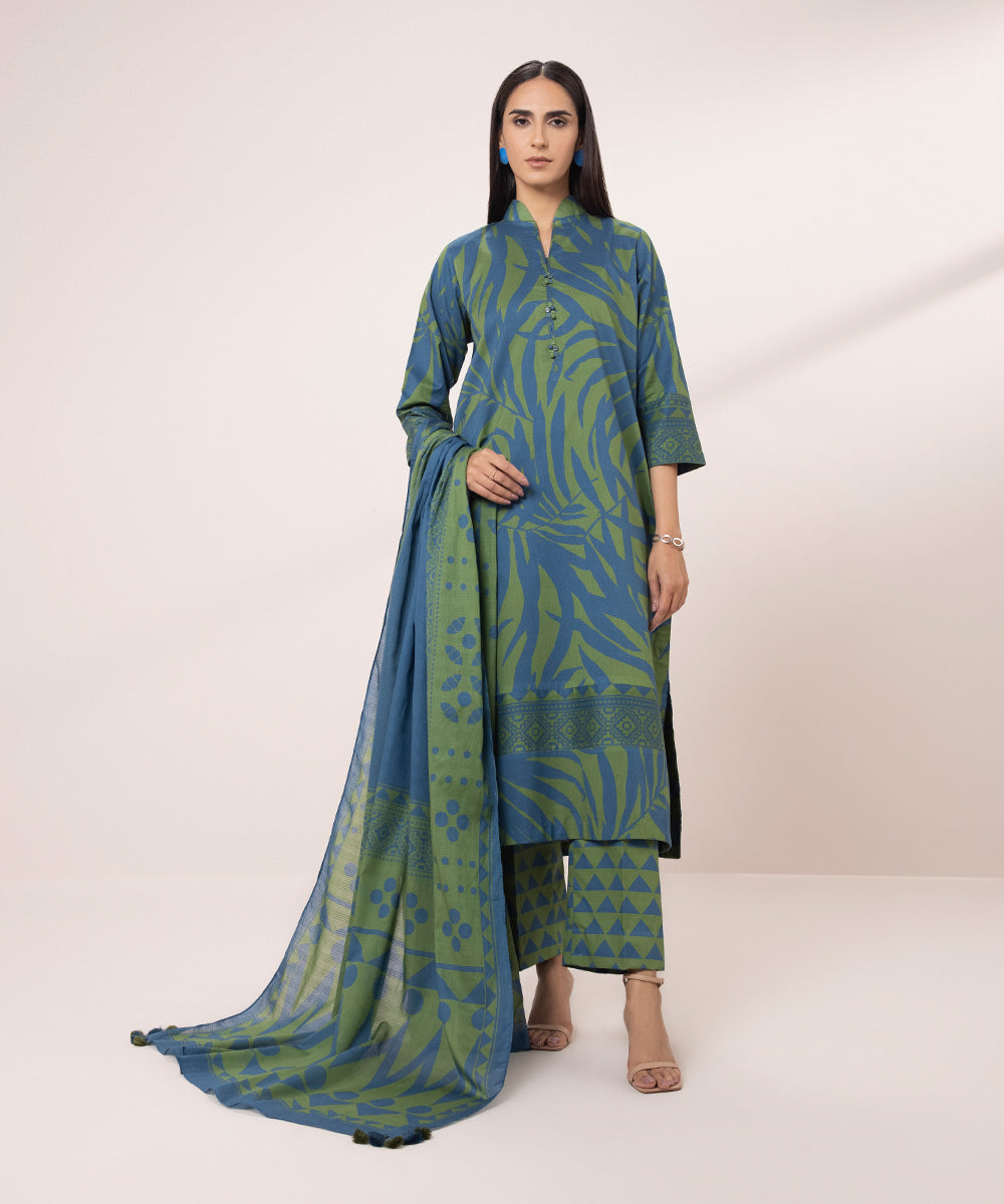 Women's Unstitched Lawn Printed Multi 3 Piece Suit