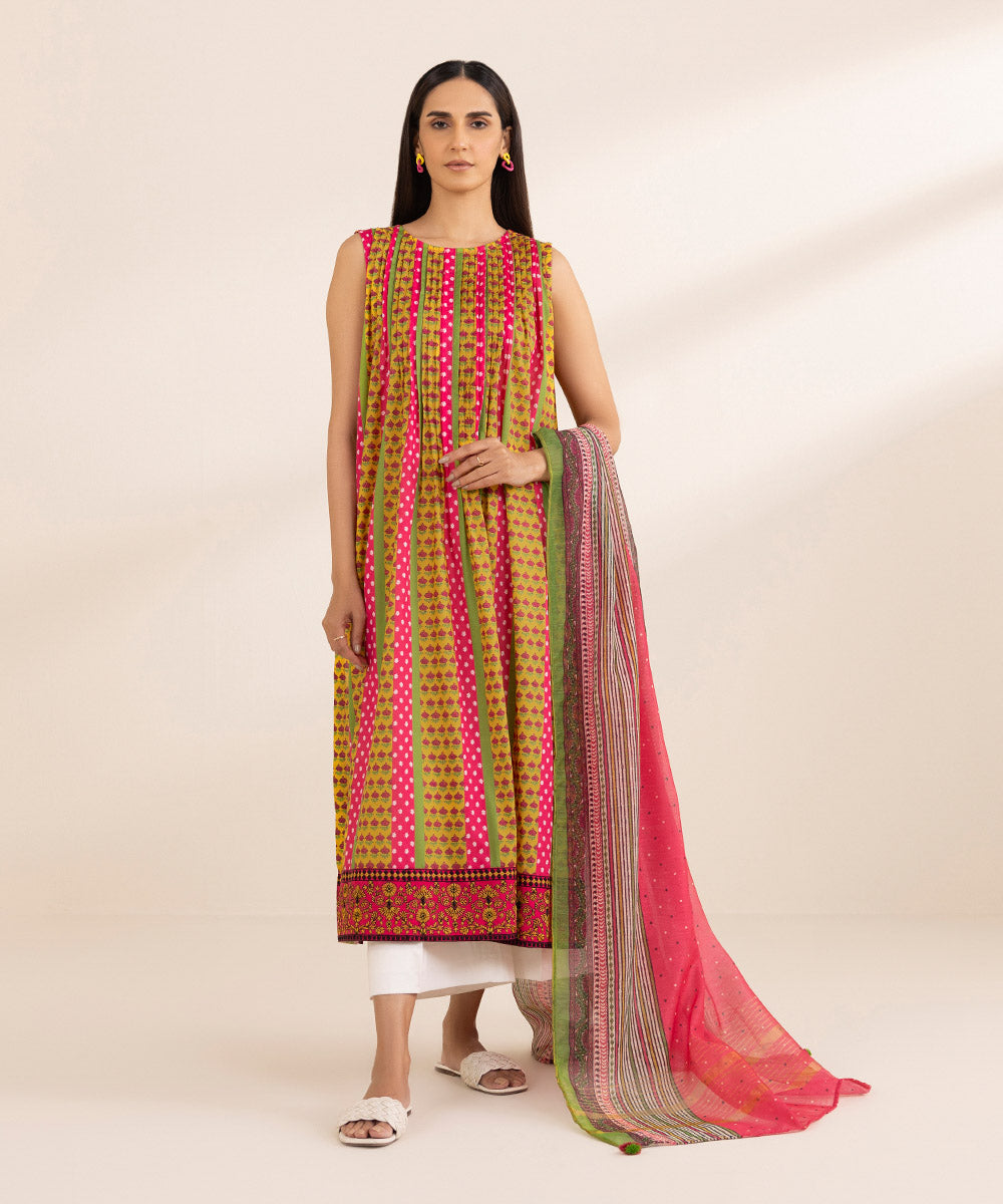 Manaar Printed Pink Dupatta