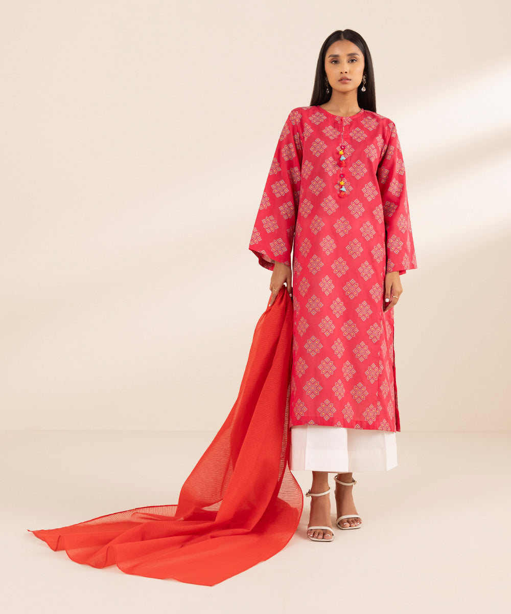 Women's Manar Solid Red Dupatta