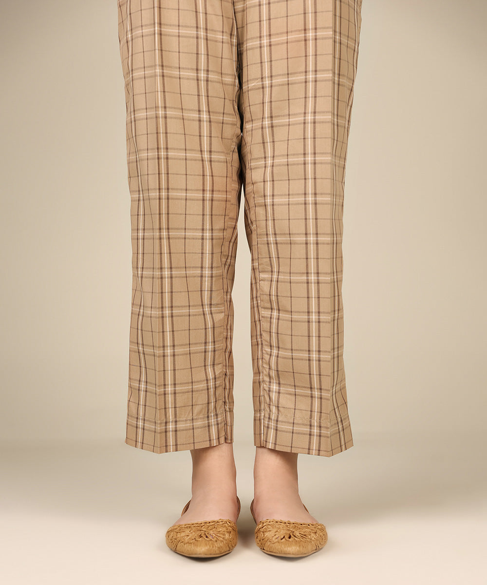 Women's Pret Yarn Dyed Brown Straight Pants