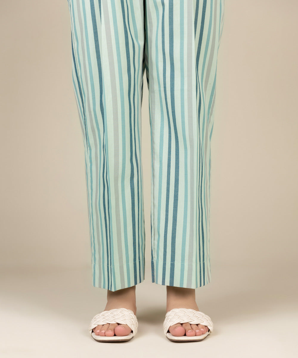 Women's Pret Yarn Dyed Blue Straight Pants