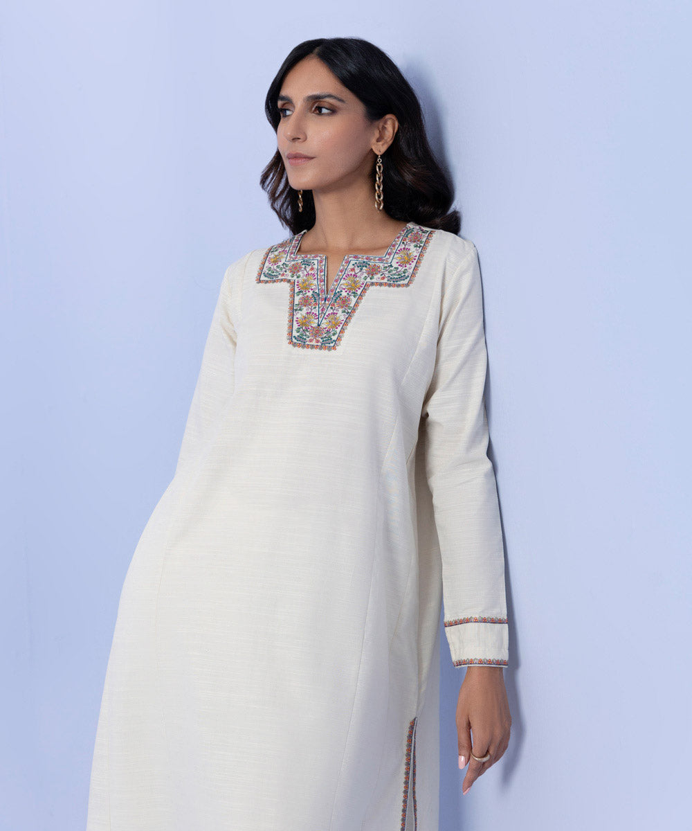 Embroidered Khaddar Shirt