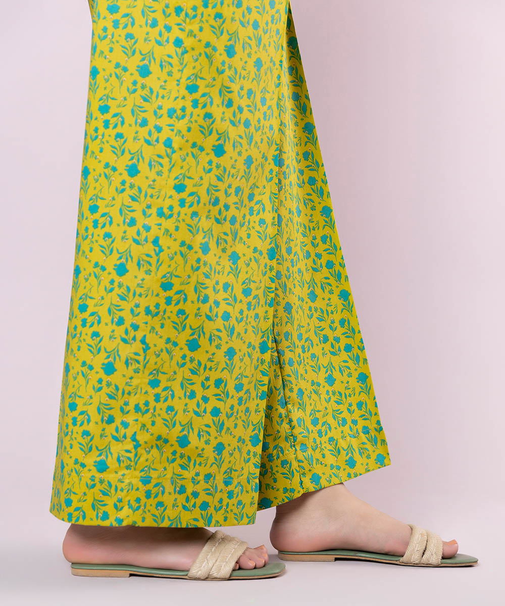 Women's Pret Cotton Viscose Printed Green Culottes