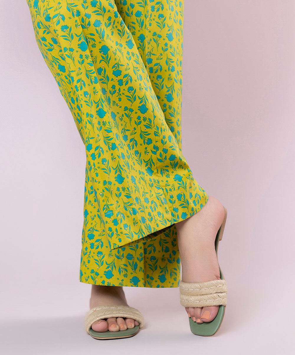 Women's Pret Cotton Viscose Printed Green Culottes