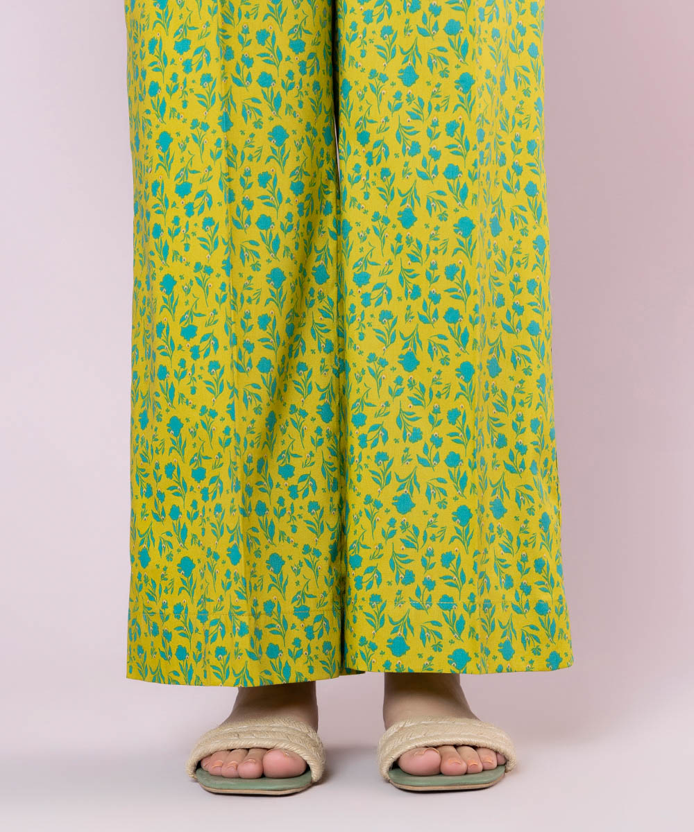 Women's Pret Cotton Viscose Printed Green Culottes