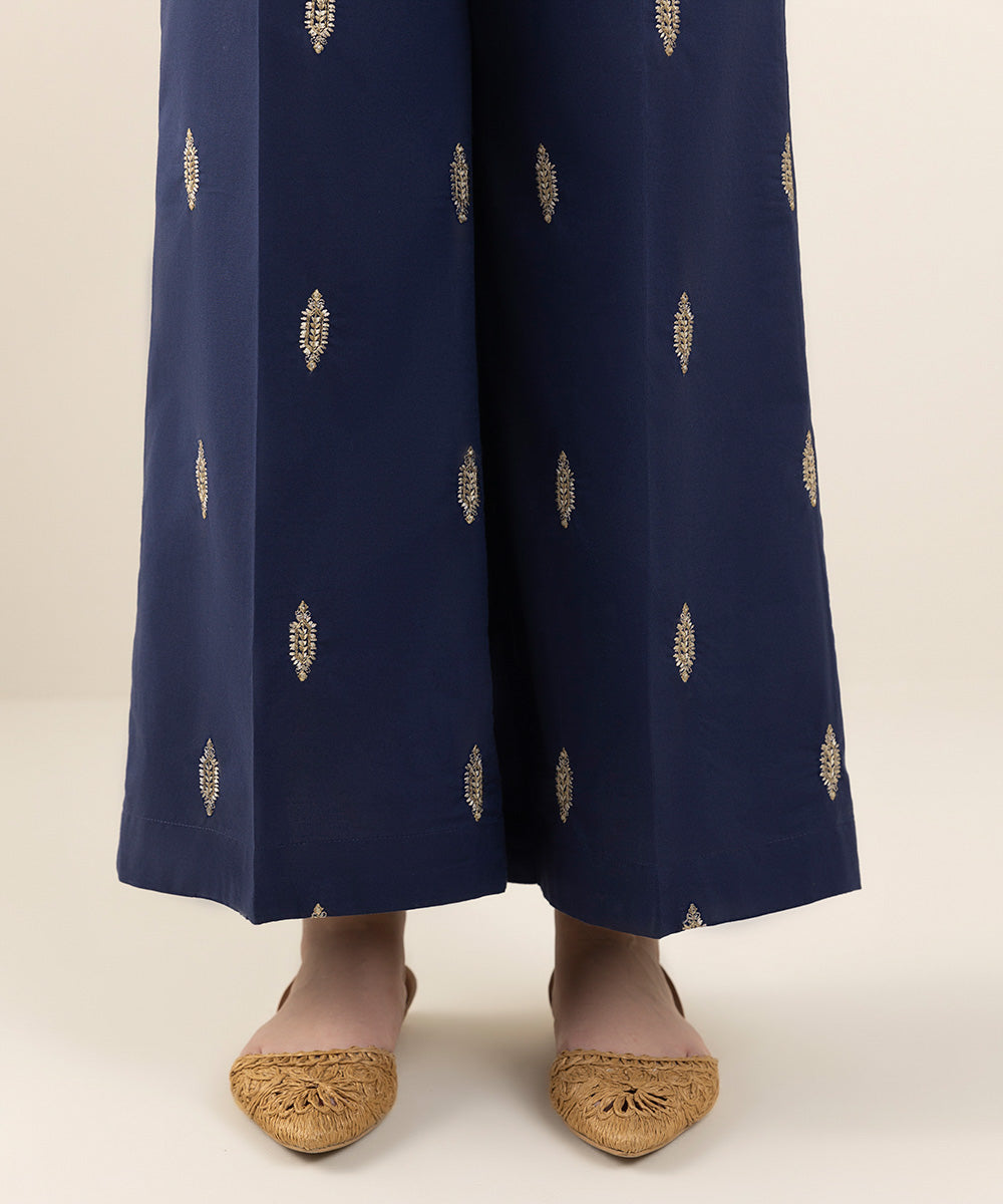 Women's Pret Textured Lawn Blue Dyed Culottes