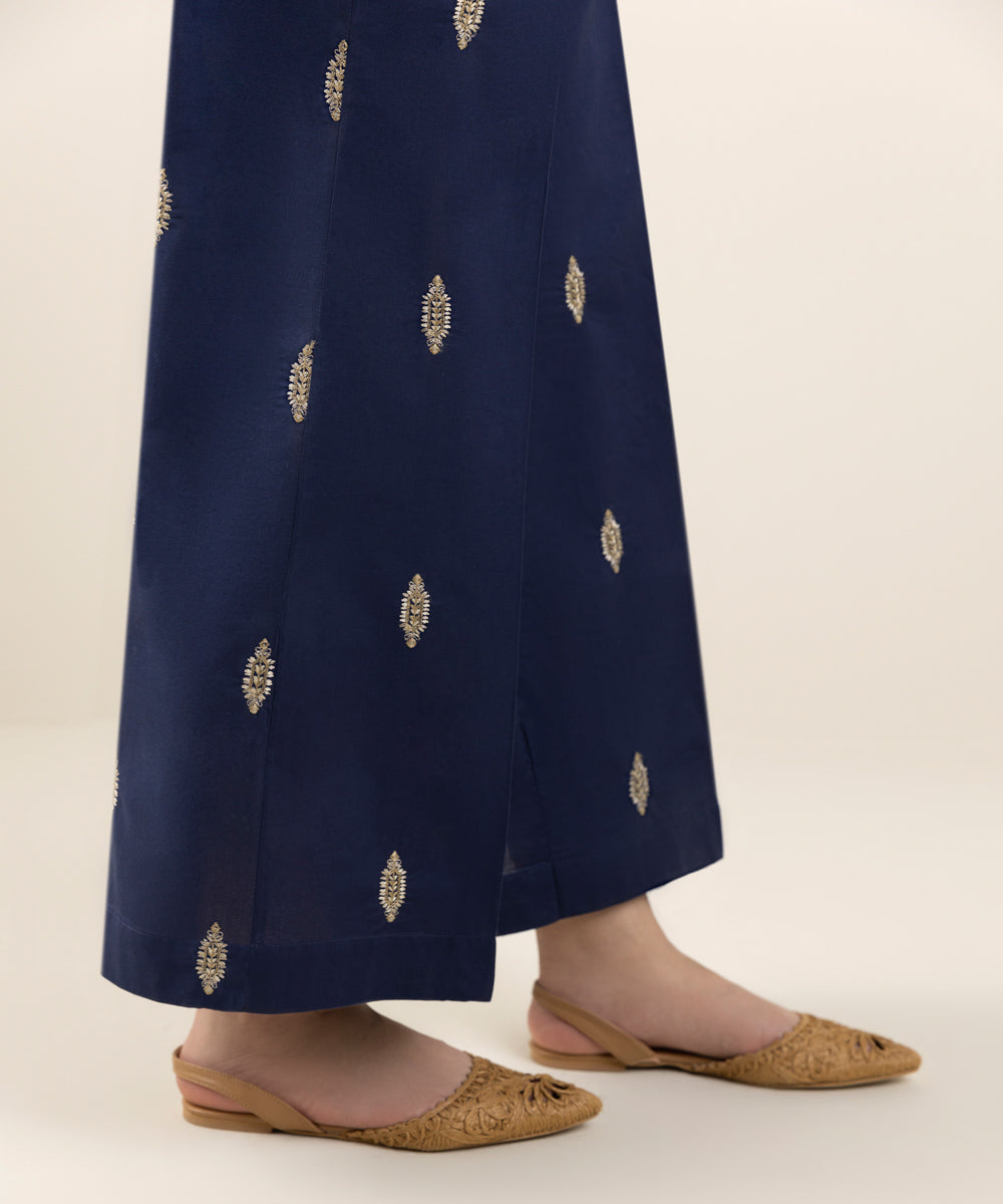 Women's Pret Textured Lawn Blue Dyed Culottes