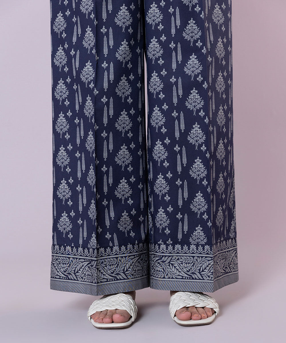 Women's Pret Cambric Solid Blue Culottes