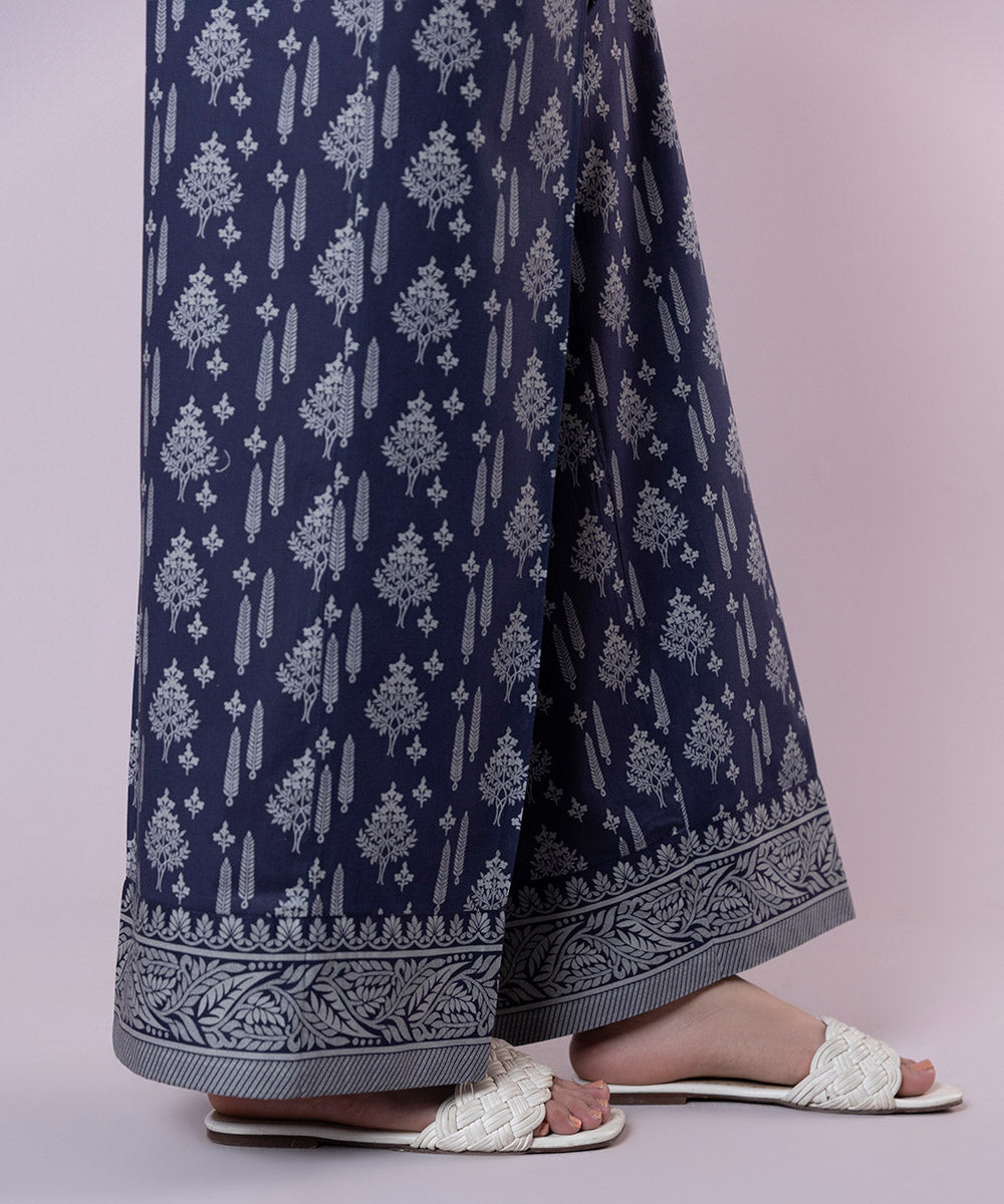 Women's Pret Cambric Solid Blue Culottes