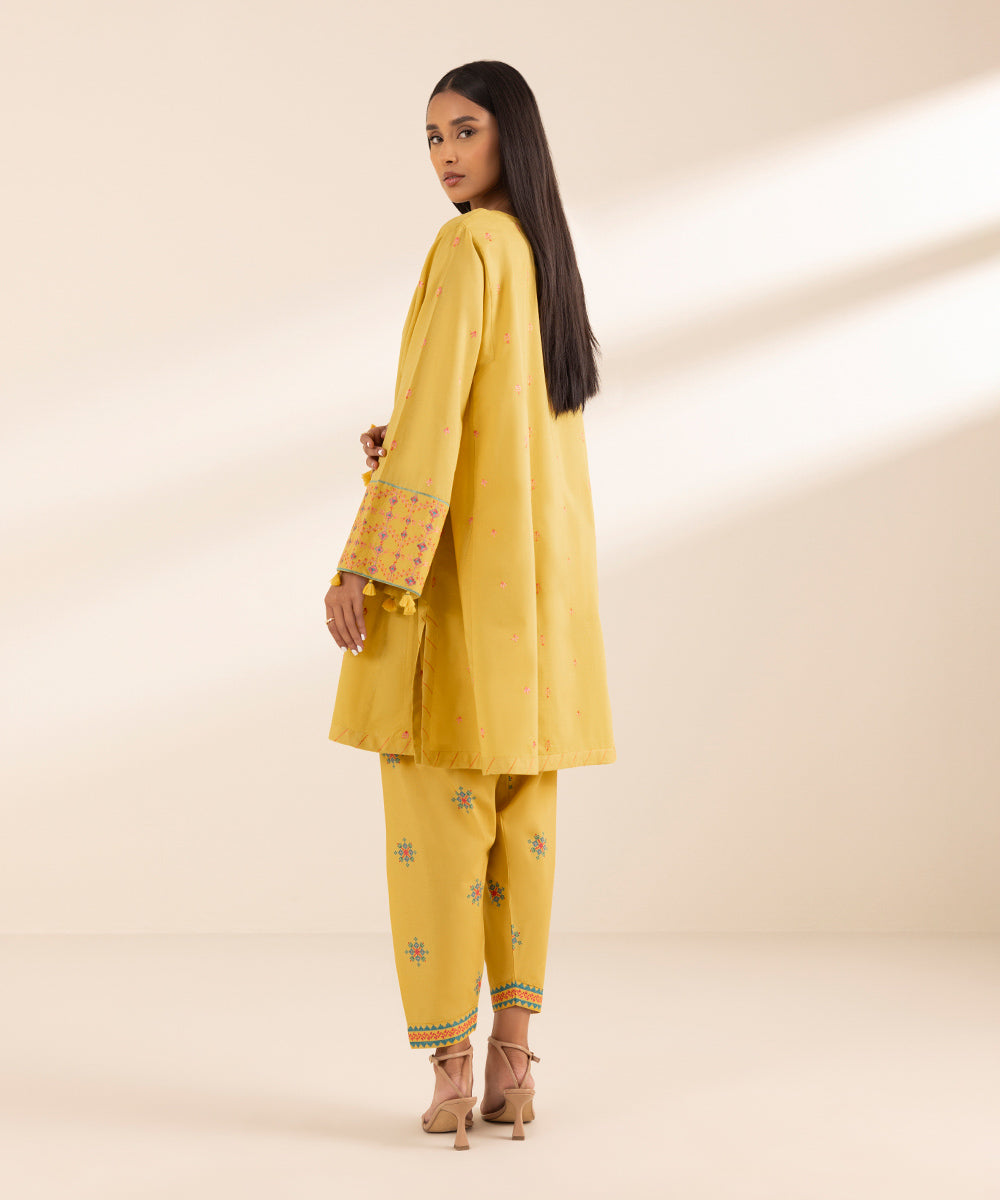 Women's Pret Textured Lawn Yellow Dyed Flared Shirt