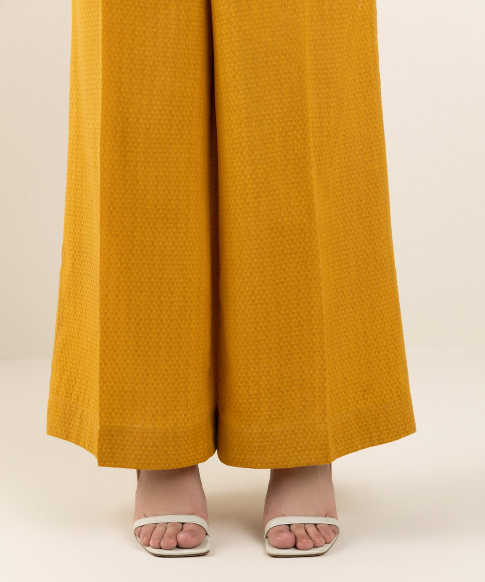 Women's Pret Dobby Yellow Dyed Culottes