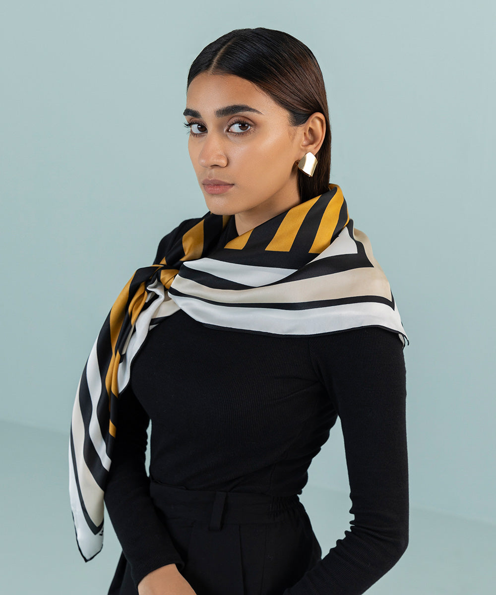 Women's Winter Western Wear Yellow Printed Scarf