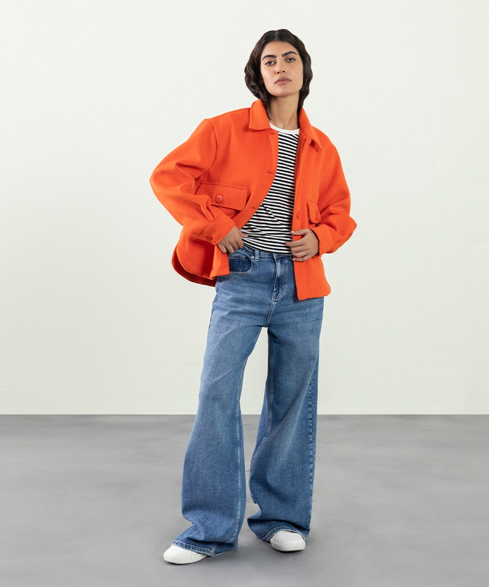 Women's Winter Western Wear Orange Shacket