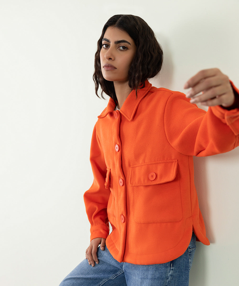 Women's Winter Western Wear Orange Shacket