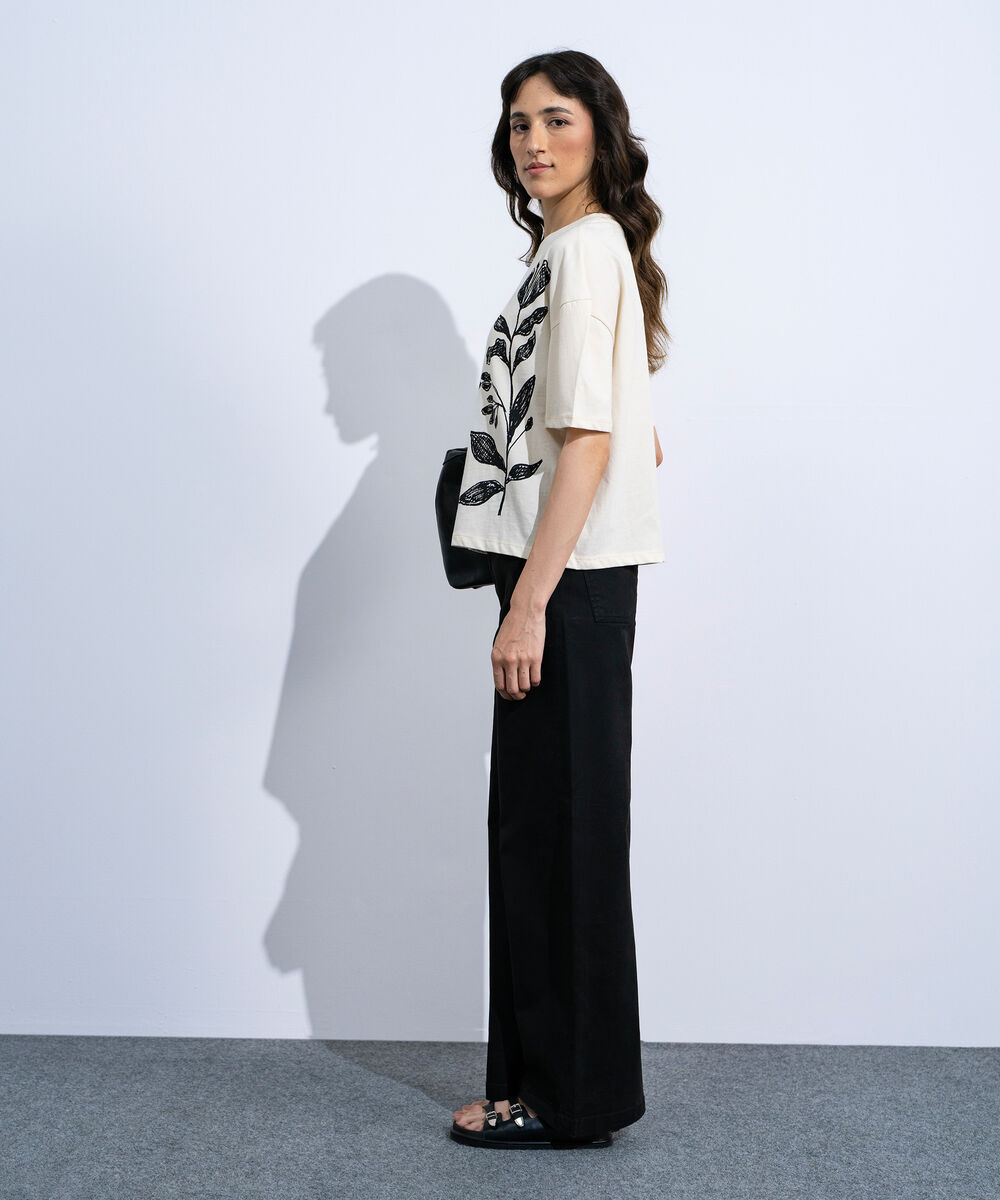 Women's Black Straight Fit Chino Trousers