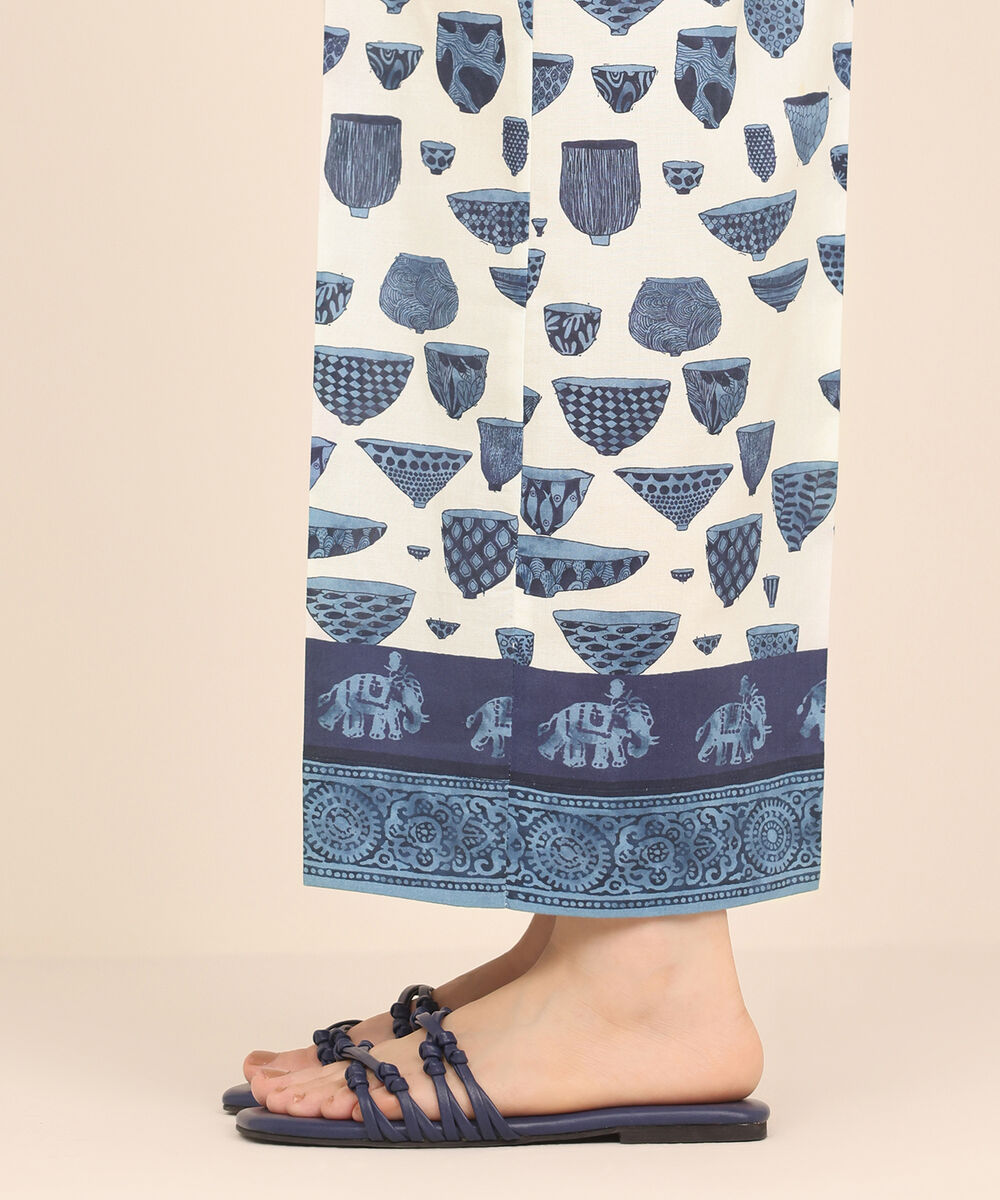 Women's RTW Cambric White Printed Culottes