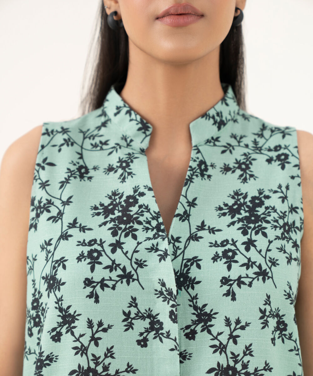 Women's Unstitched Light Khaddar Printed Green Two Piece Suit