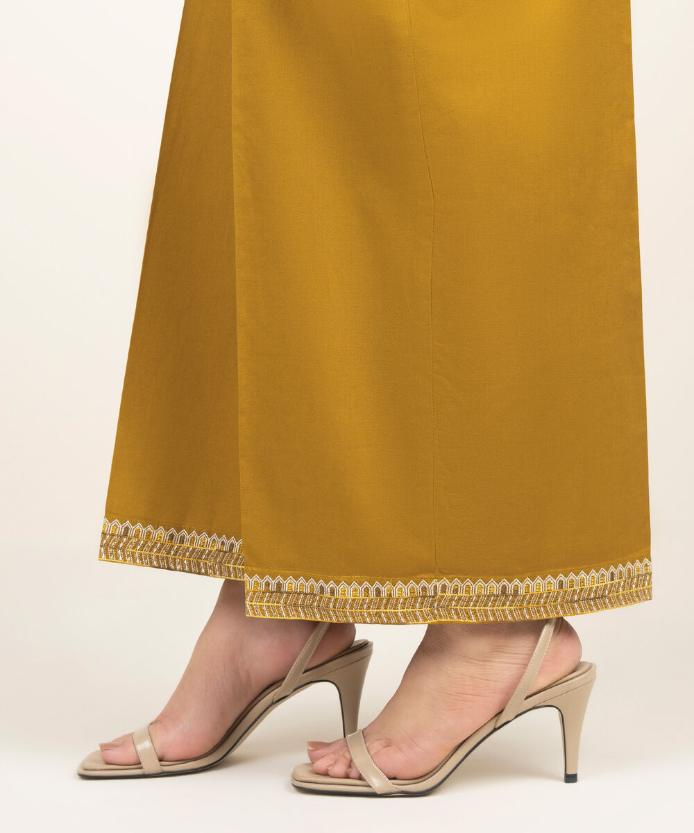 Women's RTW Cambric Embroidered Yellow Culottes