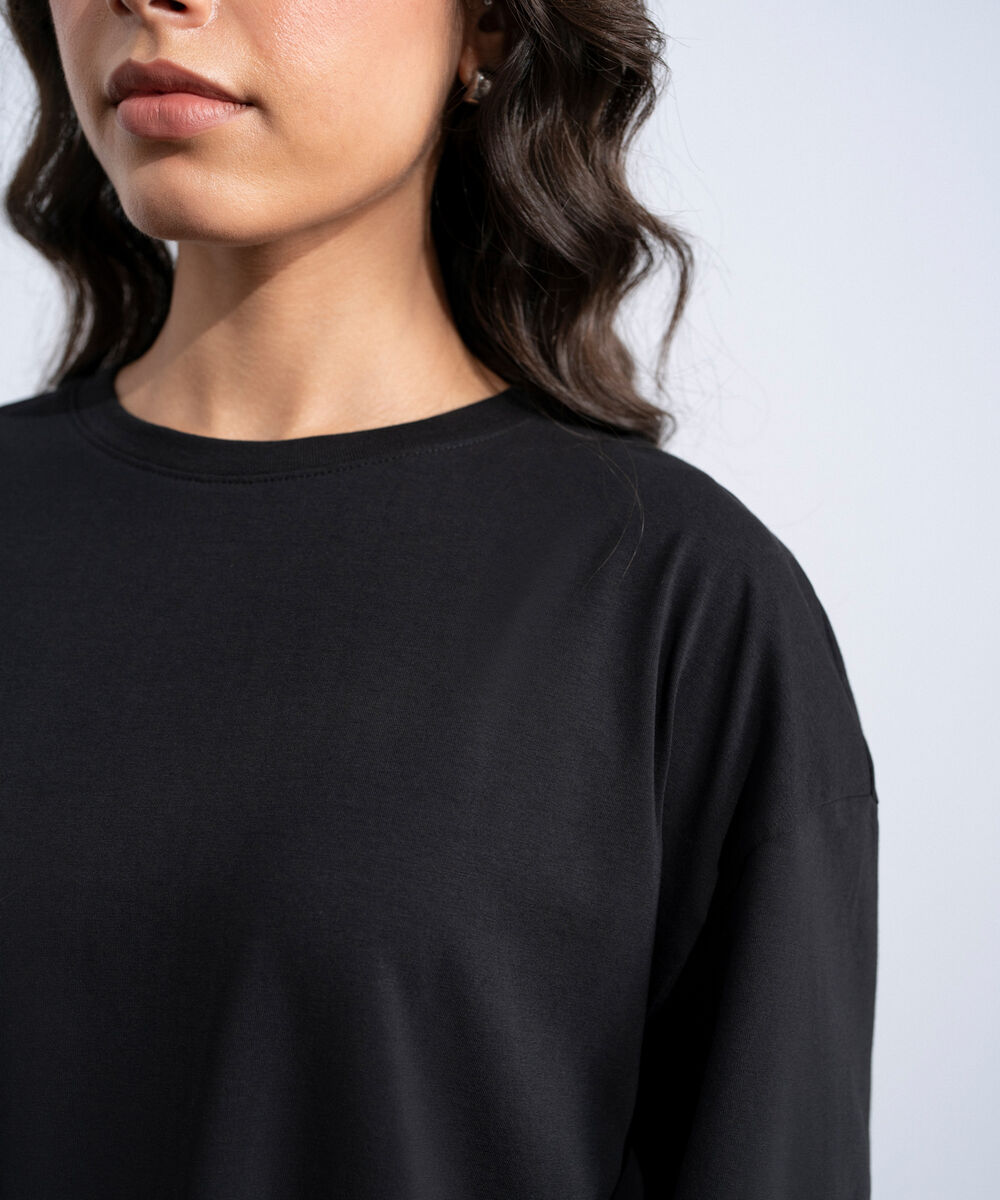 Women's Western Black Loose Fit T-Shirt