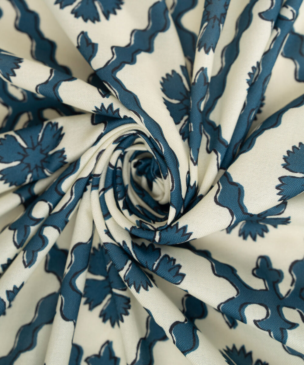 Teal Printed Blended Shawl