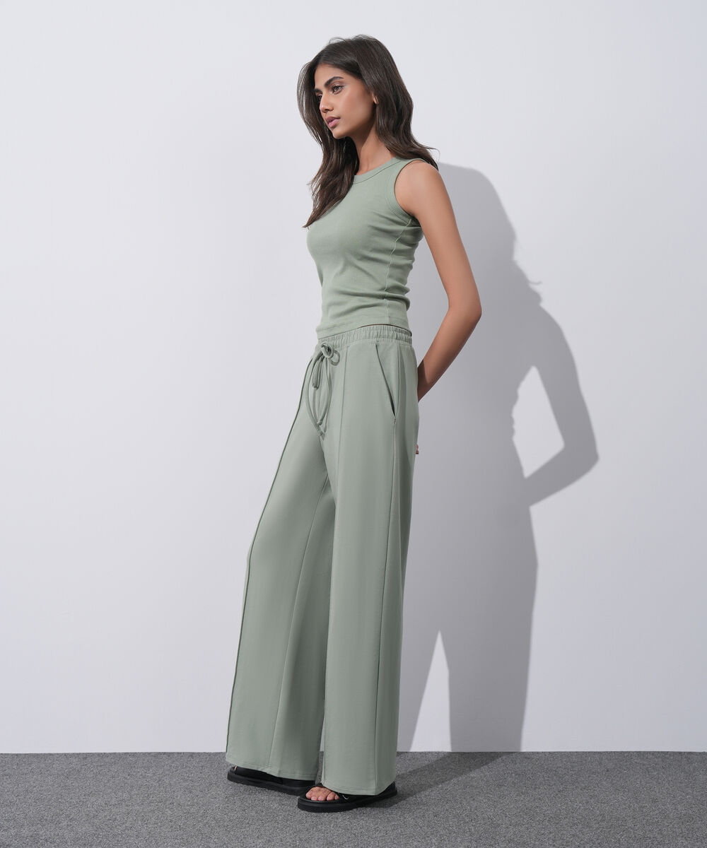 Women's Western Wear Green Ribbed Vest