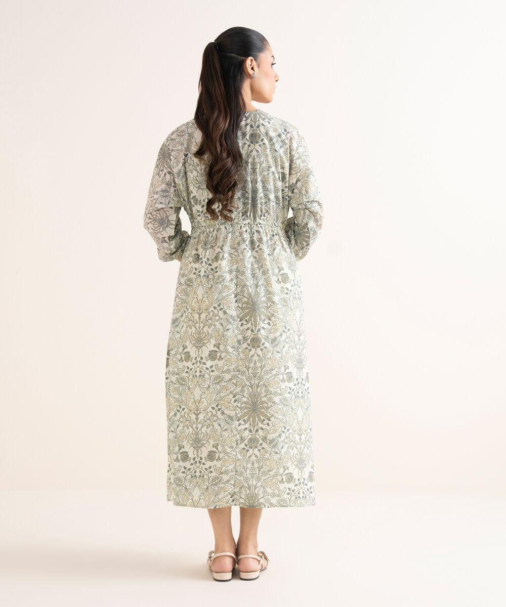 Women's RTW Cambric Printed Grey Dress