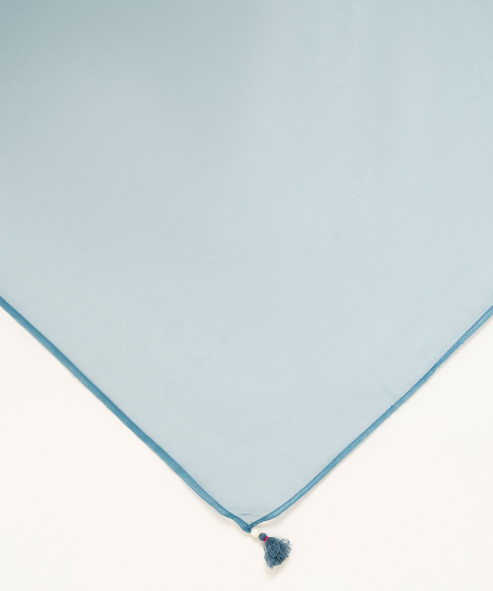 Blended Organza Solid Blue Dupatta