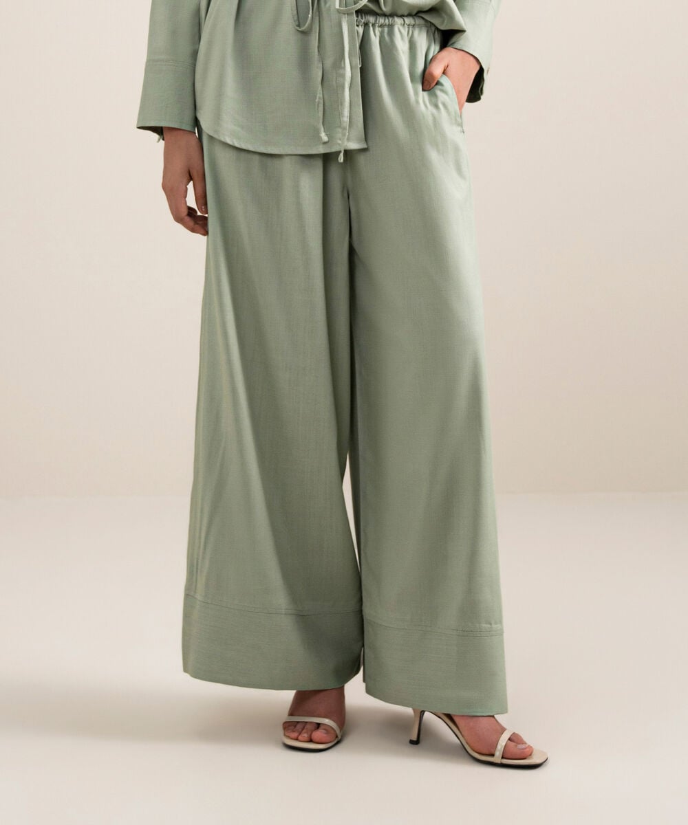 Women's Green Wide-Legged Culottes