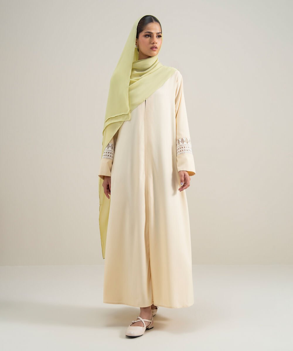 Women's Polyester Yellow Regular Abbaya