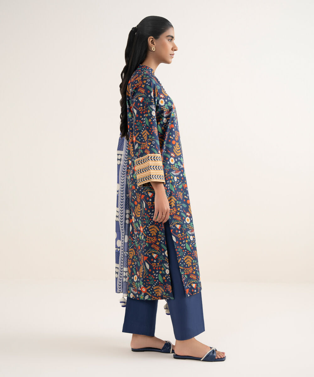 Women's Unstitched Lawn Printed Multi 3 Piece Suit