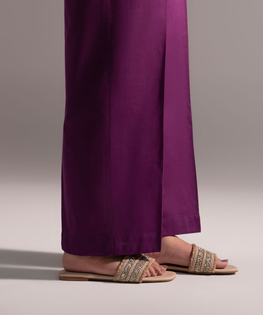 Women's RTW Crosshatch Solid Purple Straight Pants