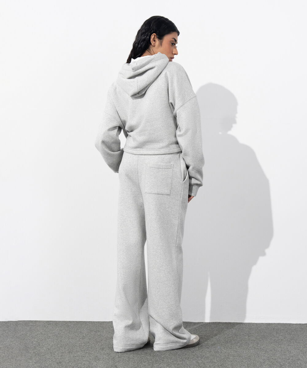 Women's Western Wear Grey Melange Pull-On Fleece Trousers