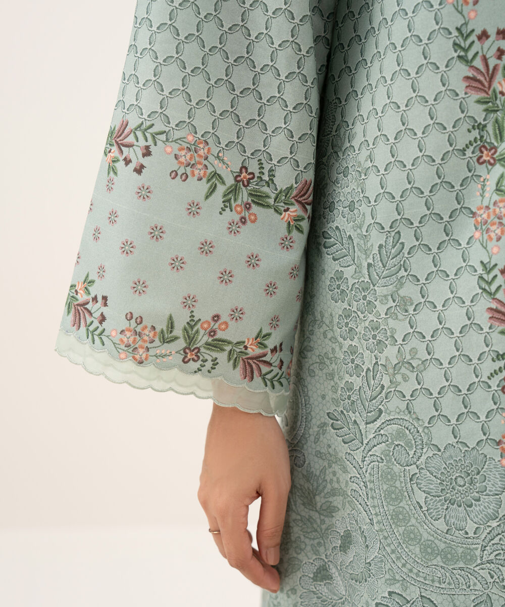 Women's Unstitched Lawn Printed Grey 3 Piece Suit