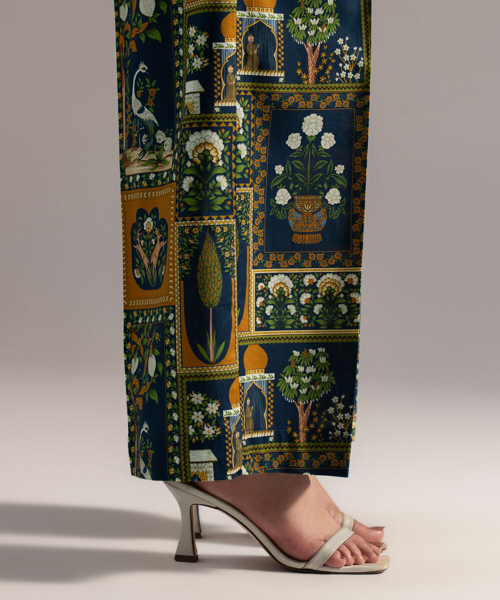 Women's RTW Cambric Printed Dark Blue Culottes