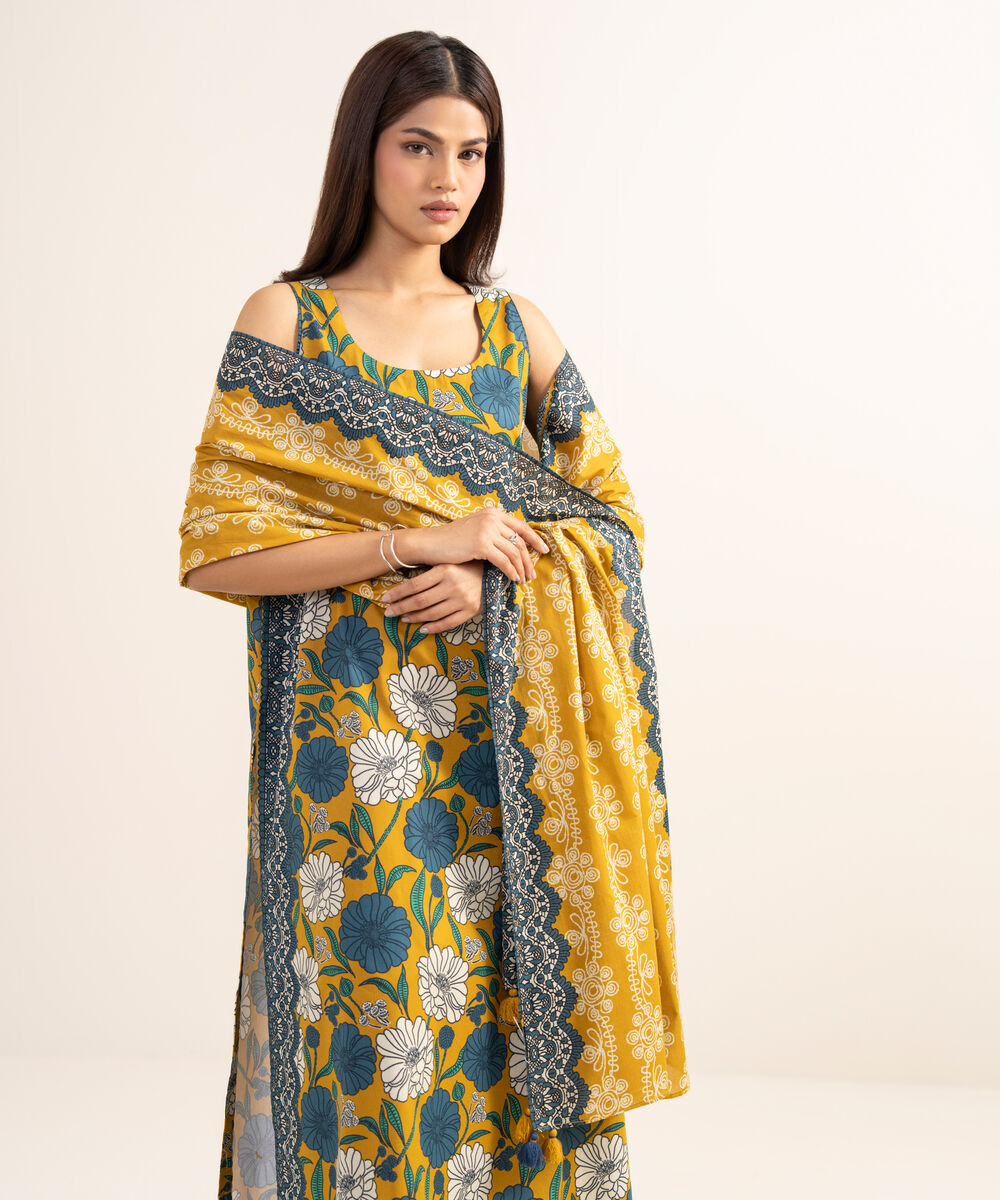 Women's Unstitched Lawn Printed Multi 3 Piece Suit