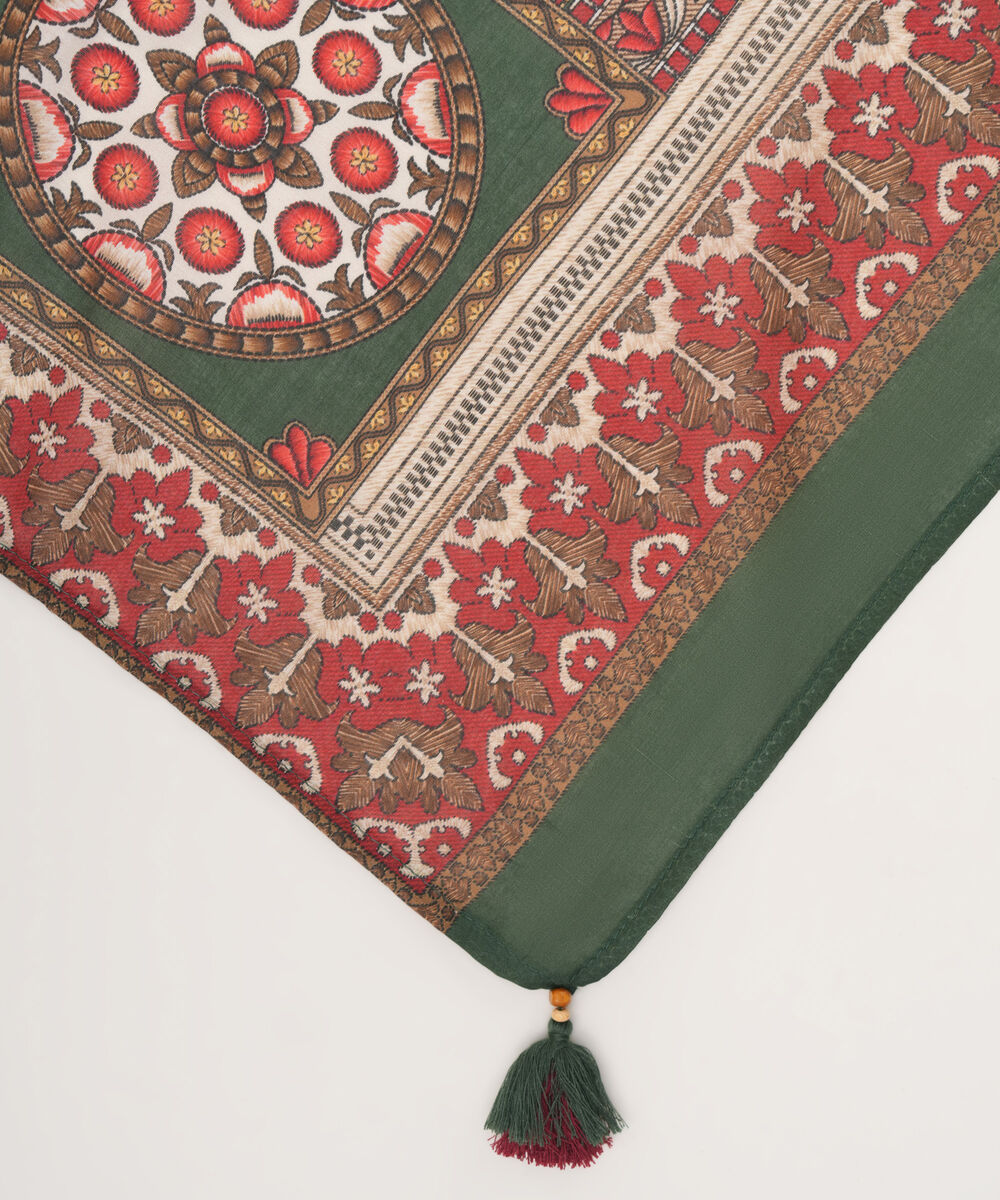 Fine Volie Green Printed Dupatta