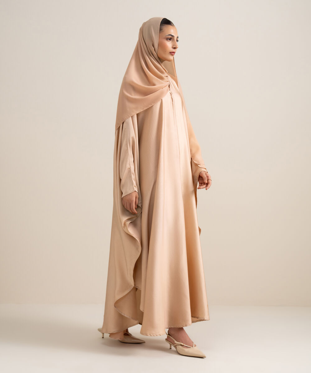 Women's Peach Kaftan Abaya Set