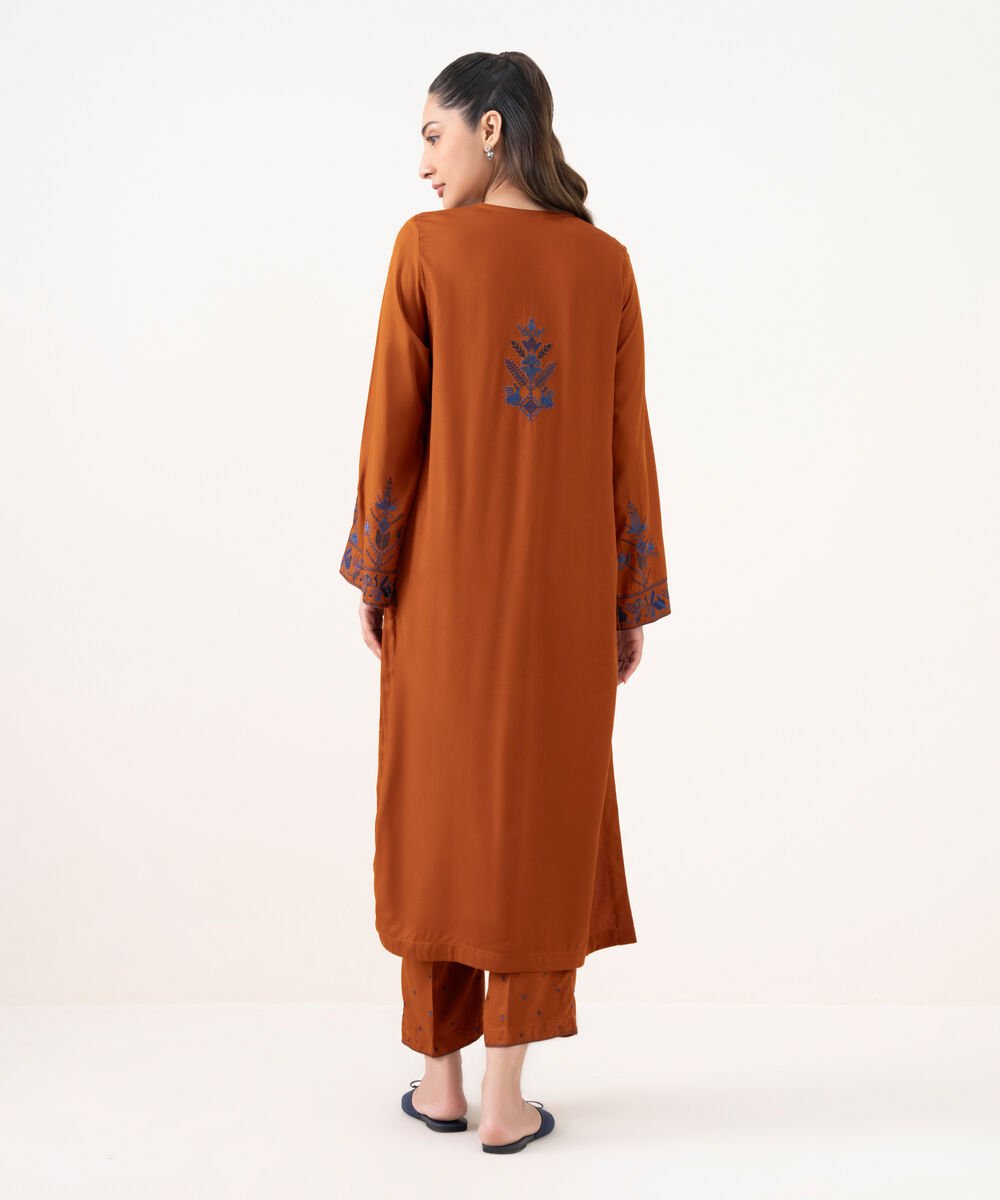 Women's RTW Bedford  Embroidered Rust A-Line Shirt